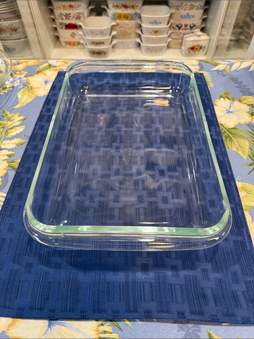 Pyrex Clear Glass 9x13 Rectangular Baking Dish with Light Green Tint